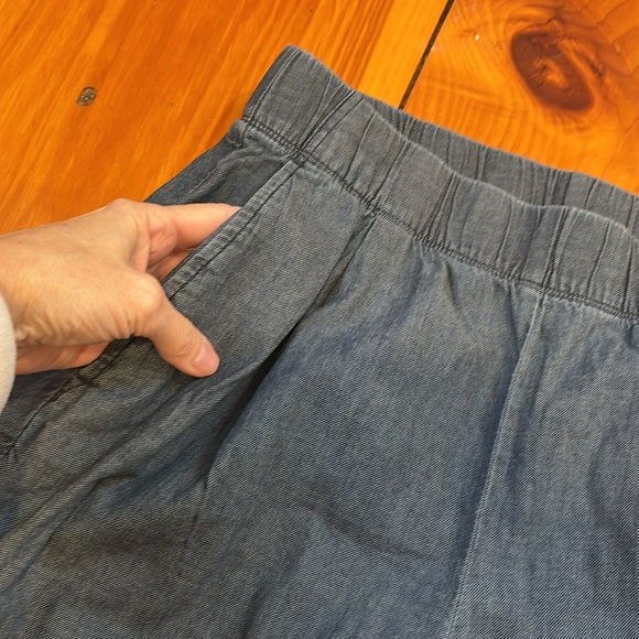 EILEEN FISHER XS Blue Chambray Organic Pull-On Pant Legging Side Pockets - Picture 4 of 7